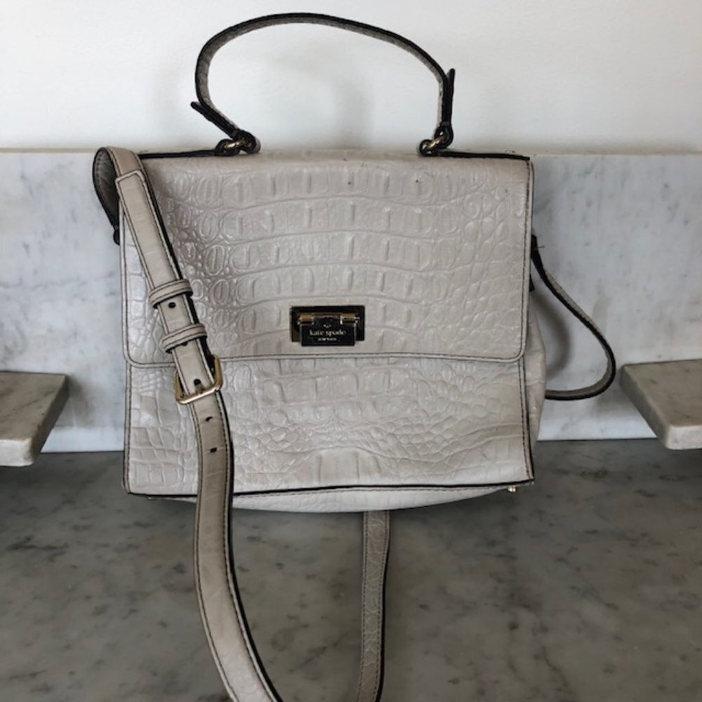 KATE SPADE Doris Orchard Valley Grey Leather Satchel/Shoulder Bag